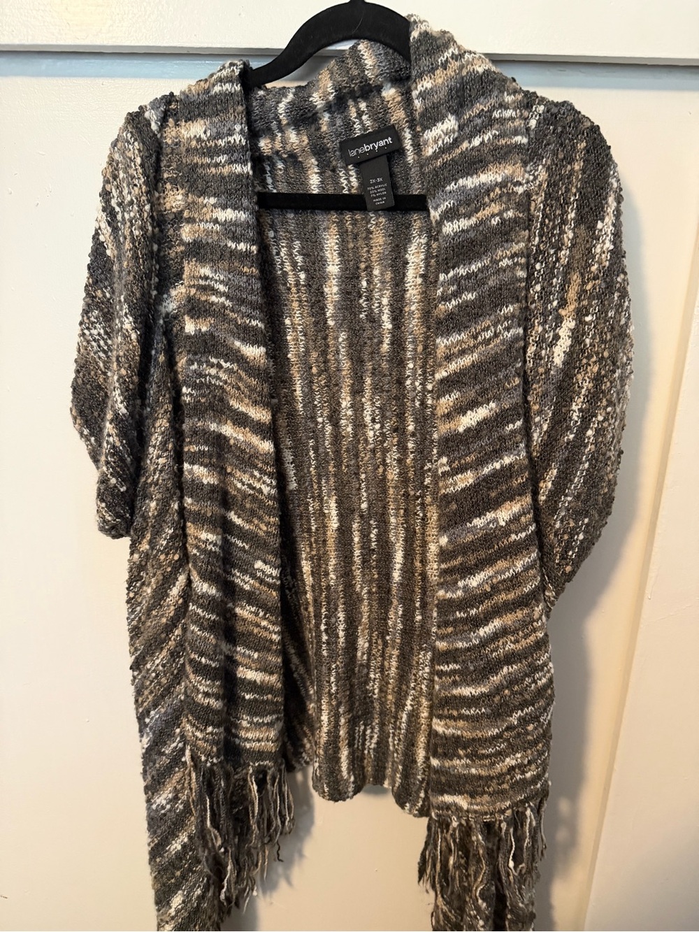 Beachy Gray Multitone Open-Front Short Sleeve Sweater Cardigan